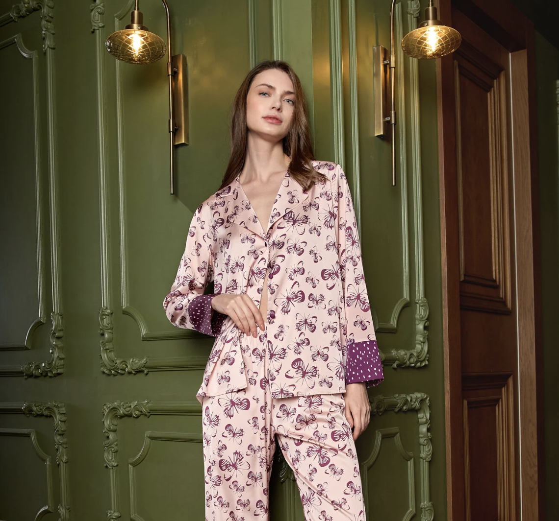 Larissa collection - The Larissa Silk Pajama Set, Purple