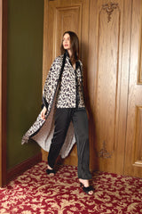 Leopar Morgenmantel Creme Schwarz