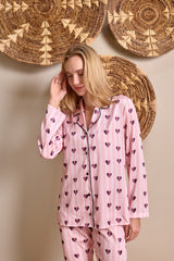 Elena Pyjama Herzen Rosa Bordeaux