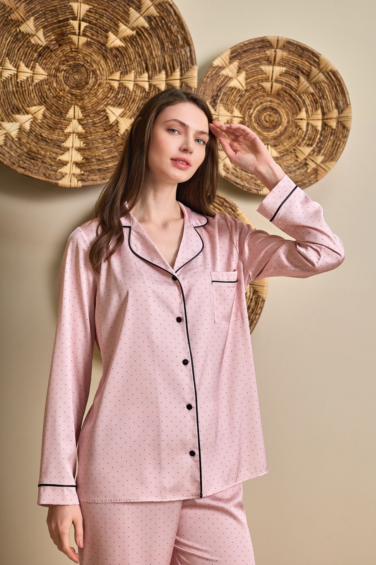 Elena Pyjama Pünktchen Rosa Schwarz