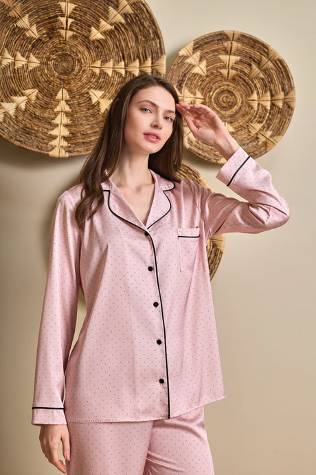 Elena Pyjama Pünktchen Rosa Schwarz