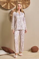 Elena Pyjama Floral Creme Lavendel