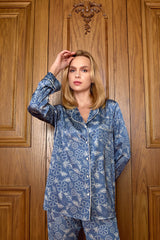 Elena Pyjama Floral Blau Weiß