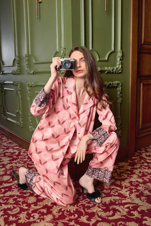 Larissa Pyjama Floral Rosa Gold