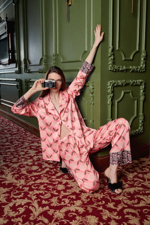 Larissa Pyjama Floral Rosa Gold