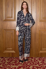 Larissa Pyjama Floral Schwarz Creme