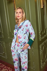 Larissa Pyjama Floral Hellblau Violett